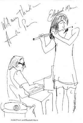 Lisl Steiner Sketch of Andre Previn and Elizabeth Mann